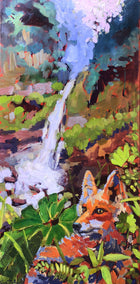 oil painting by Tara Zalewsky-Nease titled Costa Rica Falls with Fox