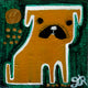 Original art for sale at UGallery.com | Pug on Green by Jessica JH Roller | $75 | acrylic painting | 4' h x 4' w | thumbnail 1