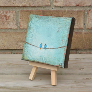 Two Blue Birds by Sally Adams |  Side View of Artwork 