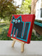 Original art for sale at UGallery.com | Black and White Cat on Red by Jessica JH Roller | $75 | acrylic painting | 4' h x 4' w | thumbnail 2