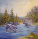 Original art for sale at UGallery.com | Butterscotch Pines by Gail Greene | $425 | oil painting | 16' h x 16' w | thumbnail 1