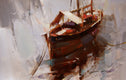 Original art for sale at UGallery.com | Rowboat by Vahe Yeremyan | $300 | oil painting | 9' h x 14' w | thumbnail 1