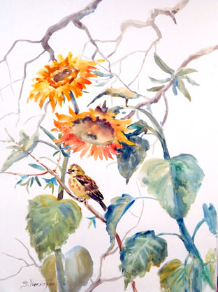 Yellowhammer and Sunflowers by Suren Nersisyan |  Artwork Main Image 