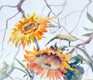 Original art for sale at UGallery.com | Yellowhammer and Sunflowers by Suren Nersisyan | $375 | watercolor painting | 24' h x 18' w | thumbnail 3