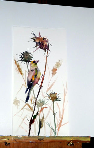 Finch and Field Plants, Late Fall by Suren Nersisyan |   Closeup View of Artwork 