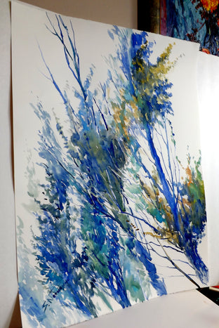 Poplars and Wind (Blue Composition) by Suren Nersisyan |  Side View of Artwork 