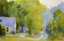 Original art for sale at UGallery.com | House at the End of the Road by Judy Mudd | $725 | watercolor painting | 13.5' h x 20.5' w | thumbnail 1