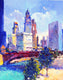 Original art for sale at UGallery.com | Chicago, Sunny Day (Wrigley Building) by Suren Nersisyan | $550 | oil painting | 20' h x 16' w | thumbnail 1