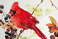 Original art for sale at UGallery.com | Cardinal Birds and Berries (Horizontal Composition) by Suren Nersisyan | $350 | watercolor painting | 12' h x 16' w | thumbnail 2