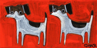 Beagles on Red by Jessica JH Roller |  Artwork Main Image 