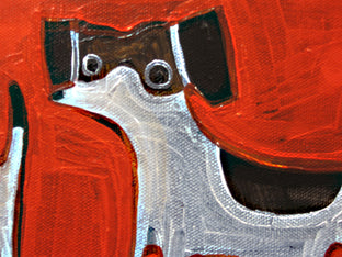 Beagles on Red by Jessica JH Roller |   Closeup View of Artwork 