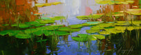 Original art for sale at UGallery.com | Waterlilies Huntington Park by Vahe Yeremyan | $425 | oil painting | 12' h x 22' w | thumbnail 3