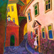 Original art for sale at UGallery.com | Last Ray of Sun, Old Street Prague by Yelena Sidorova | $1,275 | mixed media artwork | 36' h x 18' w | thumbnail 4