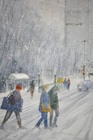 Snow in the City - New York 2 by Judy Mudd |   Closeup View of Artwork 