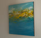 Original art for sale at UGallery.com | Yellow and Blue by Kajal Zaveri | $575 | oil painting | 20' h x 20' w | thumbnail 2