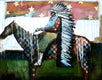 Original art for sale at UGallery.com | A Feathered Cape and Stars by Scott Dykema | $7,900 | mixed media artwork | 48' h x 60' w | thumbnail 1