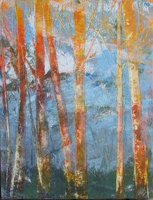 oil painting by Valerie Berkely titled Bare Trees 1