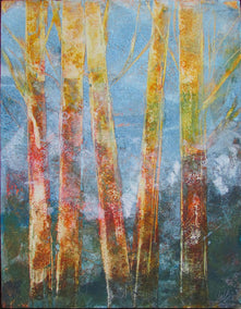 oil painting by Valerie Berkely titled Bare Trees 2