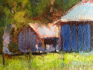 Barn with Out Buildings by David Forks |   Closeup View of Artwork 