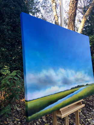 Blue Sky Marsh Creek by Nancy Hughes Miller |  Side View of Artwork 