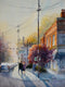 Original art for sale at UGallery.com | Bus Stop Chat by Judy Mudd | $675 | watercolor painting | 15' h x 11' w | thumbnail 1