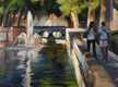 Original art for sale at UGallery.com | Canal in Nimes by Jonelle Summerfield | $700 | oil painting | 14' h x 18' w | thumbnail 4