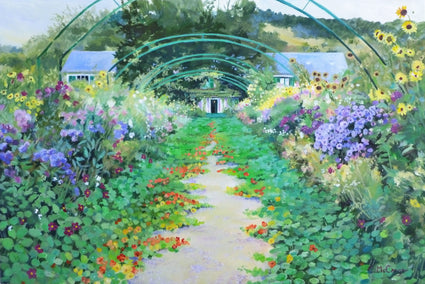 acrylic painting by Catherine McCargar titled Arched Pathway in Monet's Garden, Giverny