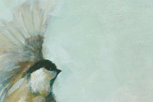 Chickadee in Flight by Sally Adams |   Closeup View of Artwork 