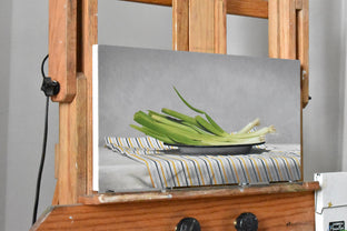 Scallions on Stripes by Christopher Garvey |  Side View of Artwork 