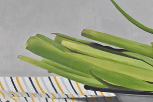 Scallions on Stripes by Christopher Garvey |   Closeup View of Artwork 