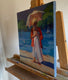 Original art for sale at UGallery.com | Lady With the Pink Umbrella by Claudia Verciani | $925 | oil painting | 14' h x 11' w | thumbnail 2