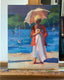 Original art for sale at UGallery.com | Lady With the Pink Umbrella by Claudia Verciani | $925 | oil painting | 14' h x 11' w | thumbnail 3