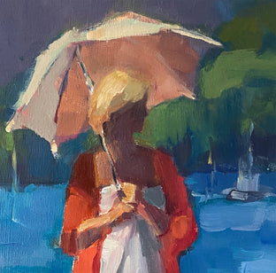 Lady With the Pink Umbrella by Claudia Verciani |   Closeup View of Artwork 