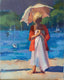 Original art for sale at UGallery.com | Lady With the Pink Umbrella by Claudia Verciani | $925 | oil painting | 14' h x 11' w | thumbnail 1