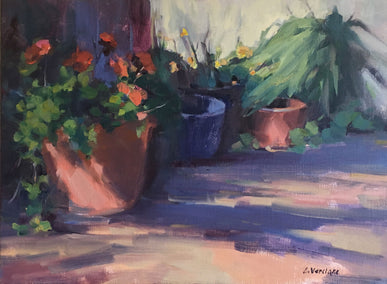 oil painting by Claudia Verciani titled Garden's Corner