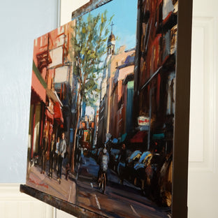 Dinnertime in Greenwich Village by Jonelle Summerfield |  Side View of Artwork 