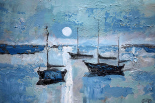 Harbor Moon Light by Kip Decker |   Closeup View of Artwork 