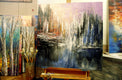 Original art for sale at UGallery.com | Tale of Two Cities by Tatiana Iliina | $1,975 | acrylic painting | 30' h x 30' w | thumbnail 2