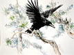 Original art for sale at UGallery.com | Flying Raven in the Woods by Suren Nersisyan | $500 | watercolor painting | 18' h x 24' w | thumbnail 1