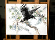 Original art for sale at UGallery.com | Flying Raven in the Woods by Suren Nersisyan | $500 | watercolor painting | 18' h x 24' w | thumbnail 2