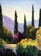 Original art for sale at UGallery.com | Garden Vista, Cypresses and Plum by Elizabeth Garat | $1,050 | oil painting | 24' h x 18' w | thumbnail 1