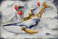 Original art for sale at UGallery.com | Mechanic Whale by Evgenia Smirnova | $600 | watercolor painting | 23' h x 15' w | thumbnail 1