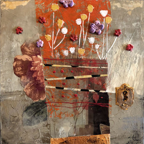 mixed media artwork by Darlene McElroy titled Fall Flowers