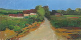 Original art for sale at UGallery.com | Farm near Seguret by Janet Dyer | $675 | acrylic painting | 12' h x 24' w | thumbnail 1