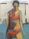 Original art for sale at UGallery.com | Single Swimmer by Gail Ragains | $575 | acrylic painting | 30' h x 22' w | thumbnail 1