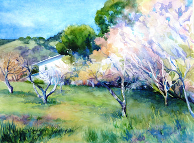 watercolor painting by Catherine McCargar titled Green Valley Spring