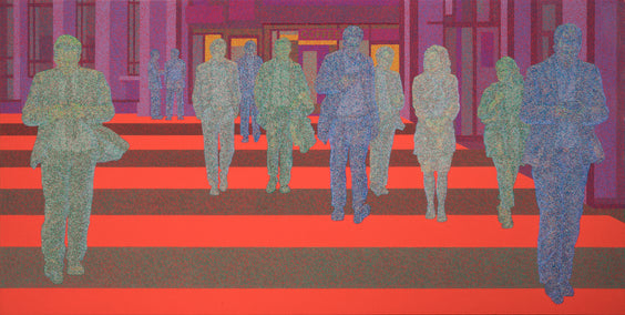 acrylic painting by Hyoungseok Kim titled Ghost in the City - Lunch Hour