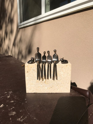 Family of Four with Two Cats - Custom Piece by Yenny Cocq |  Context View of Artwork 