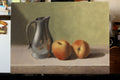 Original art for sale at UGallery.com | Pewter Pitcher and Peaches by Jose H. Alvarenga | $550 | oil painting | 9' h x 12' w | thumbnail 3