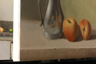 Pewter Pitcher and Peaches by Jose H. Alvarenga |  Side View of Artwork 